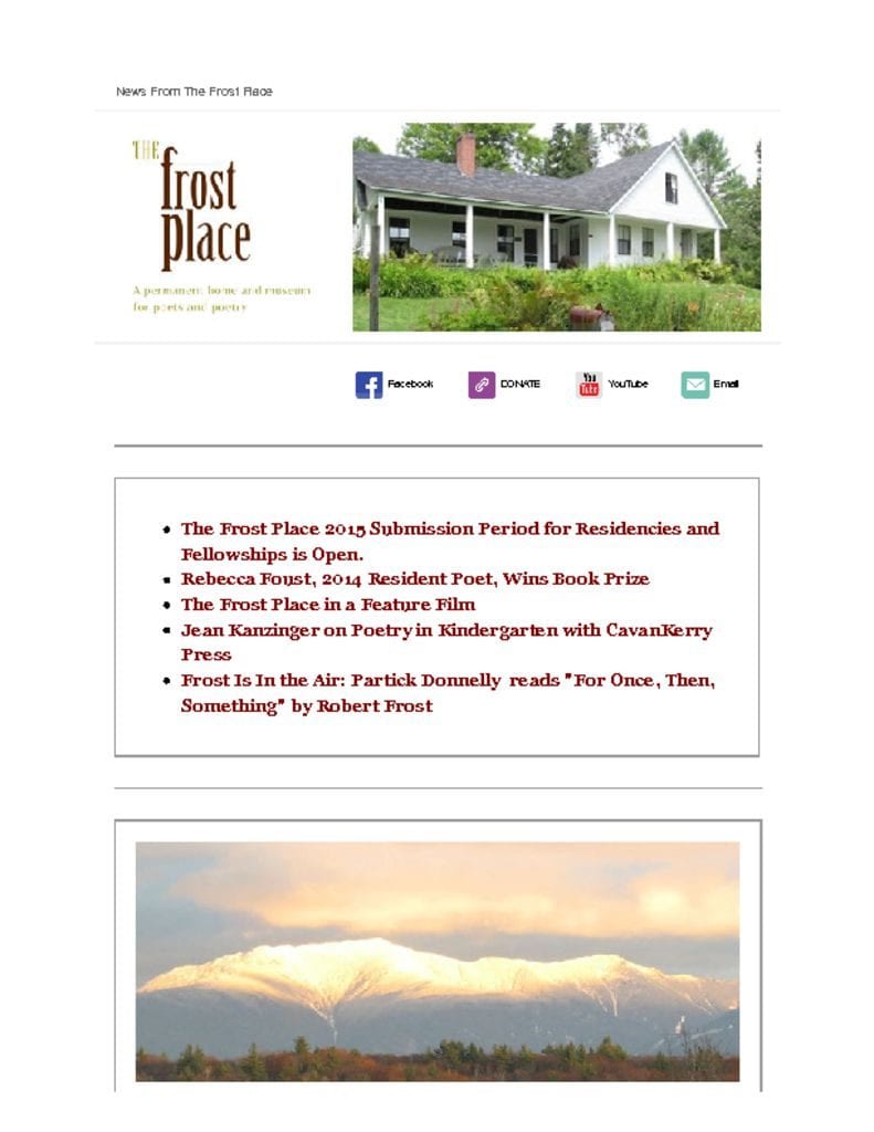 The Frost Place Newsletter October 28, 2014