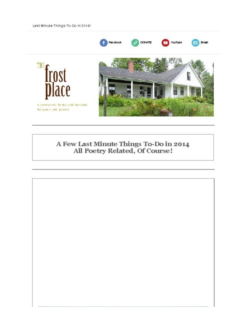 The Frost Place Newsletter End of Year Giving