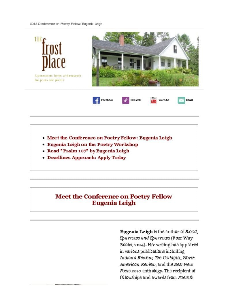 The Frost Place Conference on Poetry Fellows