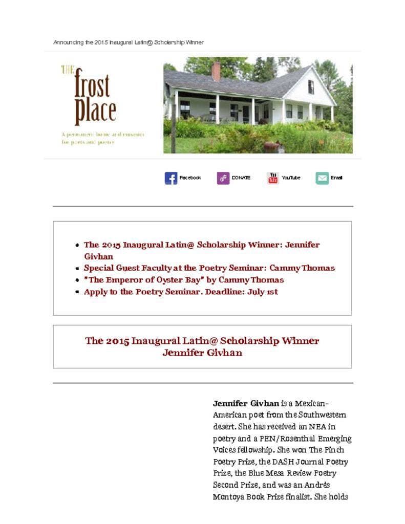 The Frost Place Latin@ Scholarship