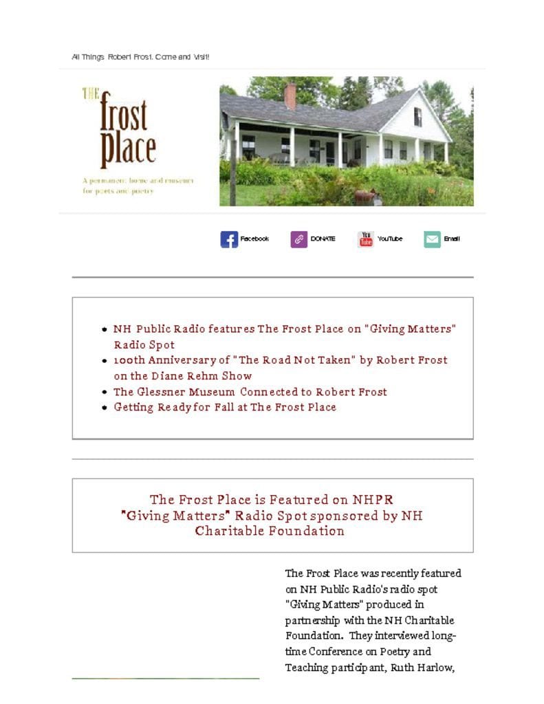 The Frost Place Newsletter