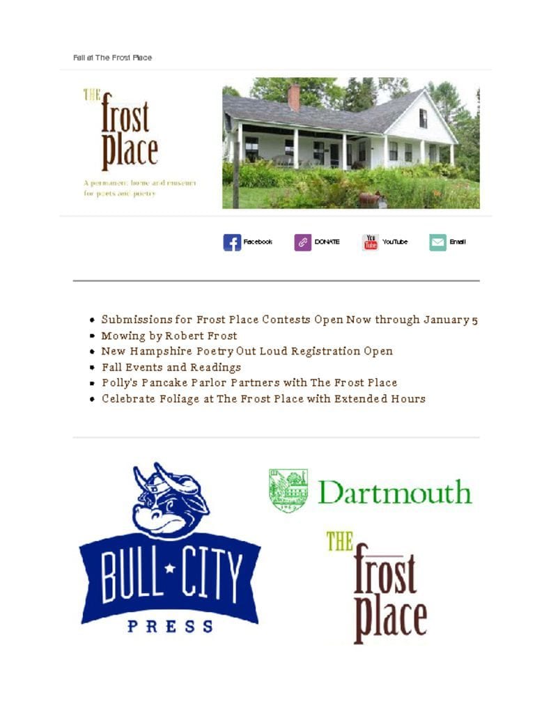 The Frost Place Newsletter Competitions