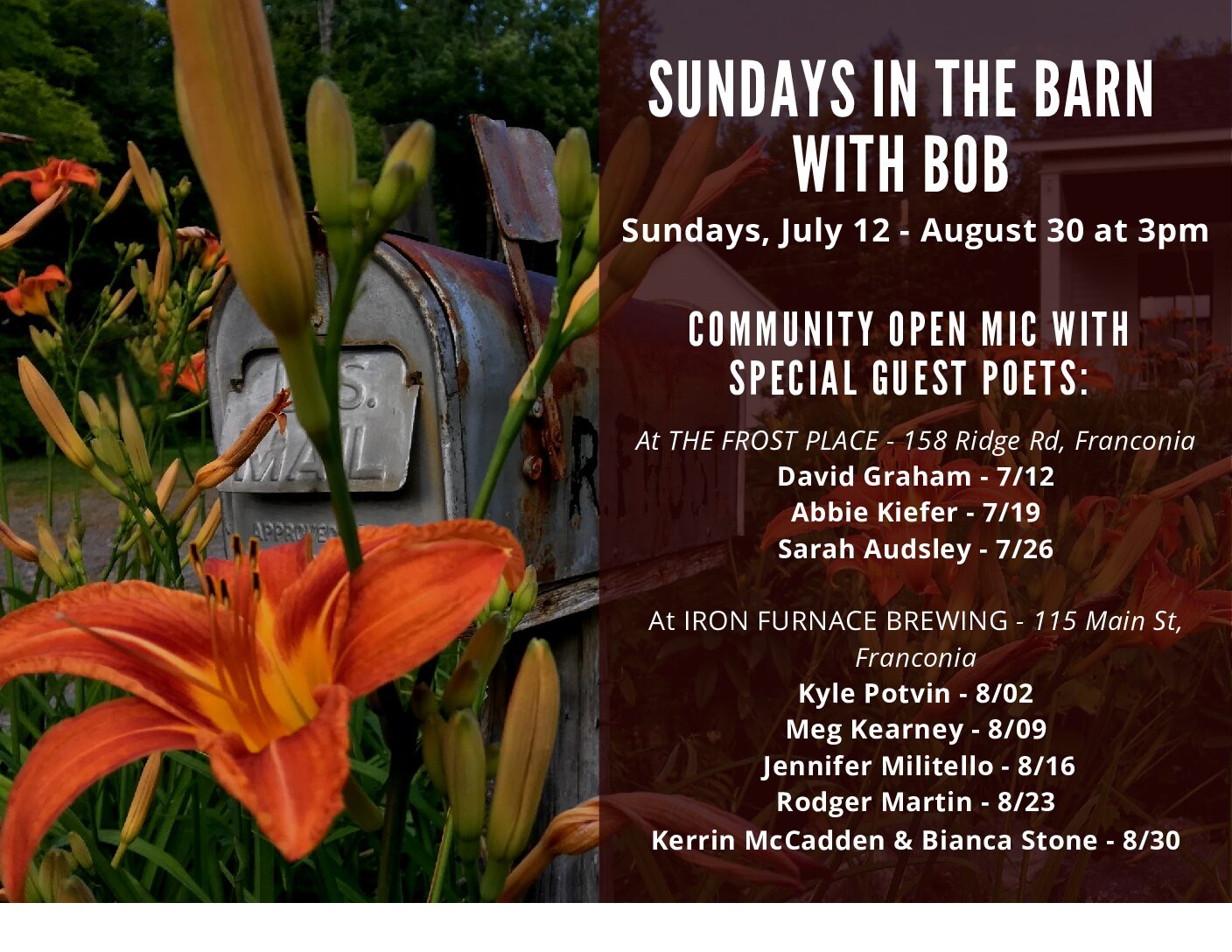Sunday poet lineup
